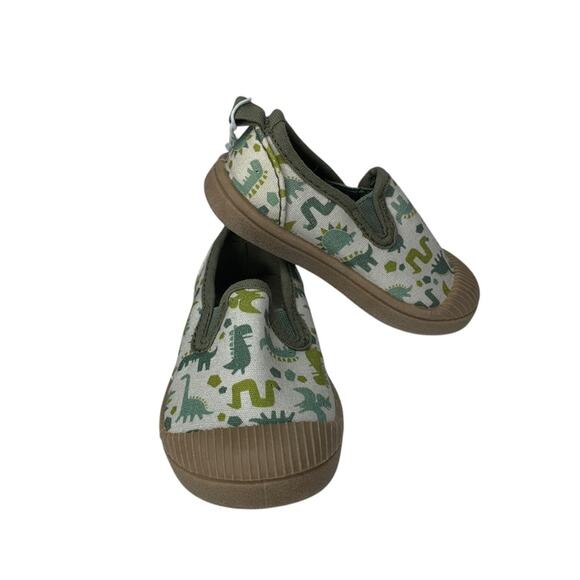 Cat & Jack NWT Dinosaurs Print Tennis Shoes Green and Beige Size 5 Toddler - Picture 2 of 10